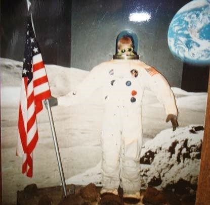 Barry posing for a photo as an astronaut on the Moon in the early 90s.